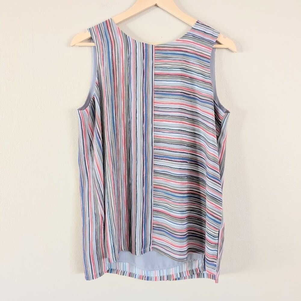 NIC+ZOE Womens M Multicolor Mixed Stripe Sleeveless Tank Top Shell Work Office